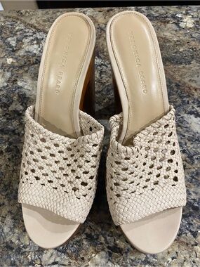 Veronica Beard GUADALUPE CLOG WOOD SANDAL in Shell SIZE 10.5